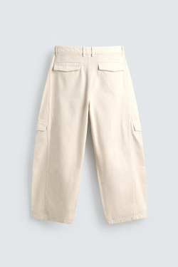 ZARA БРЮКИ КАРГО BAGGY FIT СО ШВАМИ, ЭКРЮ