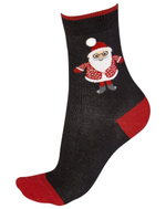 Новогодние хлопковые носки с Сантой Клаусом Christmas Socks (Размер: S-M-L) (Цвет: черный)