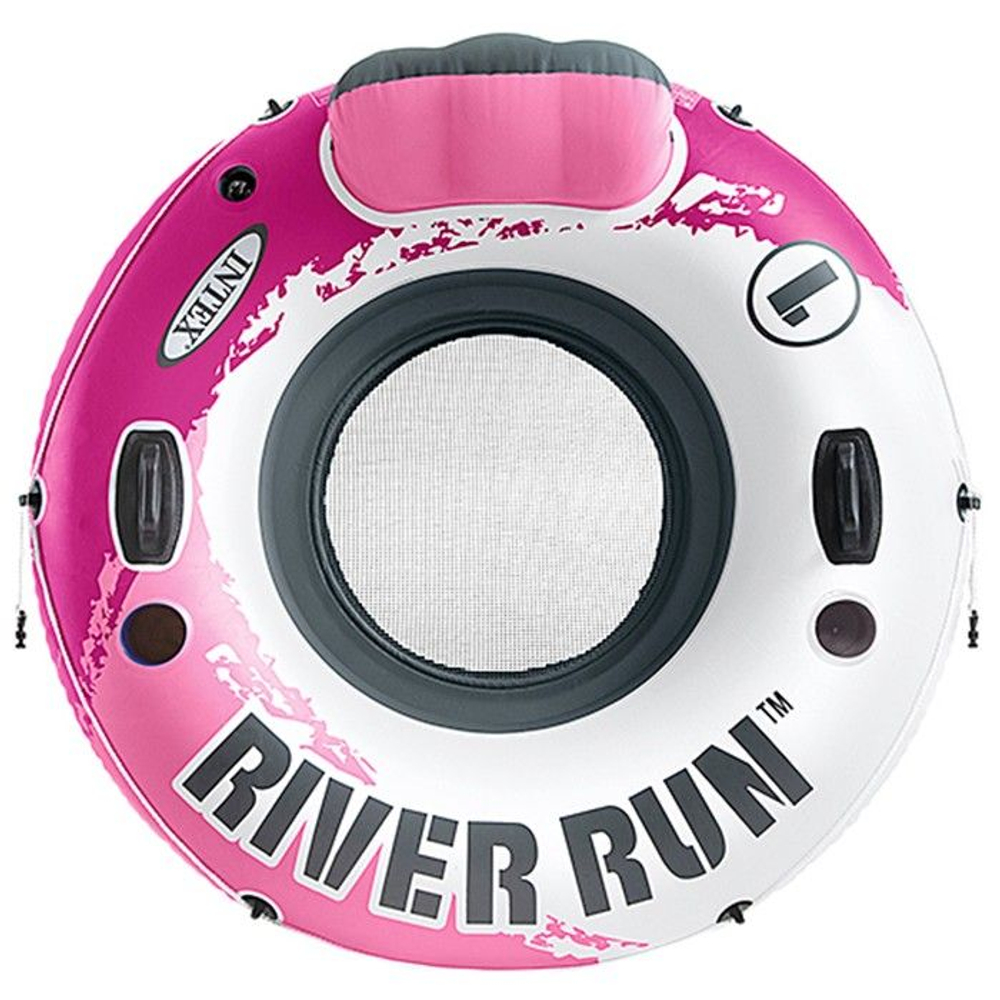 Матрас-круг для плавания Intex 56824 Pink River Run / Надувное кресло Интекс с сетчатым дном и спинкой розовое для бассейна и моря