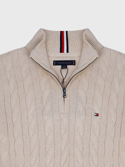Свитер на молнии Tommy Hilfiger Cable Knit Quarter-Zip Ivory Heather