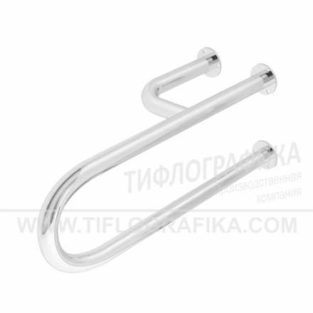 Поручень опорный для санузла, пристенный, левый, нерж. сталь, 200x180x580 мм, D38 мм