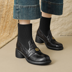 XIAOAJUE Sheepskin Ankle Boots 5cm Women"s