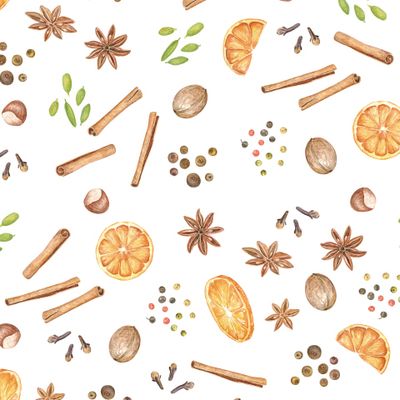 Акварельные ингредиенты для глинтвейна