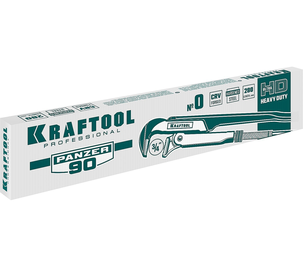 KRAFTOOL PANZER-90, №0, 3/4″, 280 мм, трубный ключ с прямыми губками (2734-05)