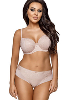 Бюстгальтер с формованными чашками и мелким растительным рисунком (Размер: 95E) (Цвет: бежевый)