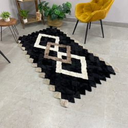 Коврик прикроватный накидка на кресло из кусочков овчины, 200 х 100 см.