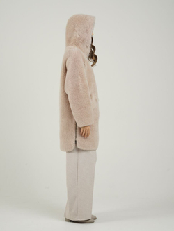 Шуба из шерсти чебурашка тедди, пудровая, SilverFox