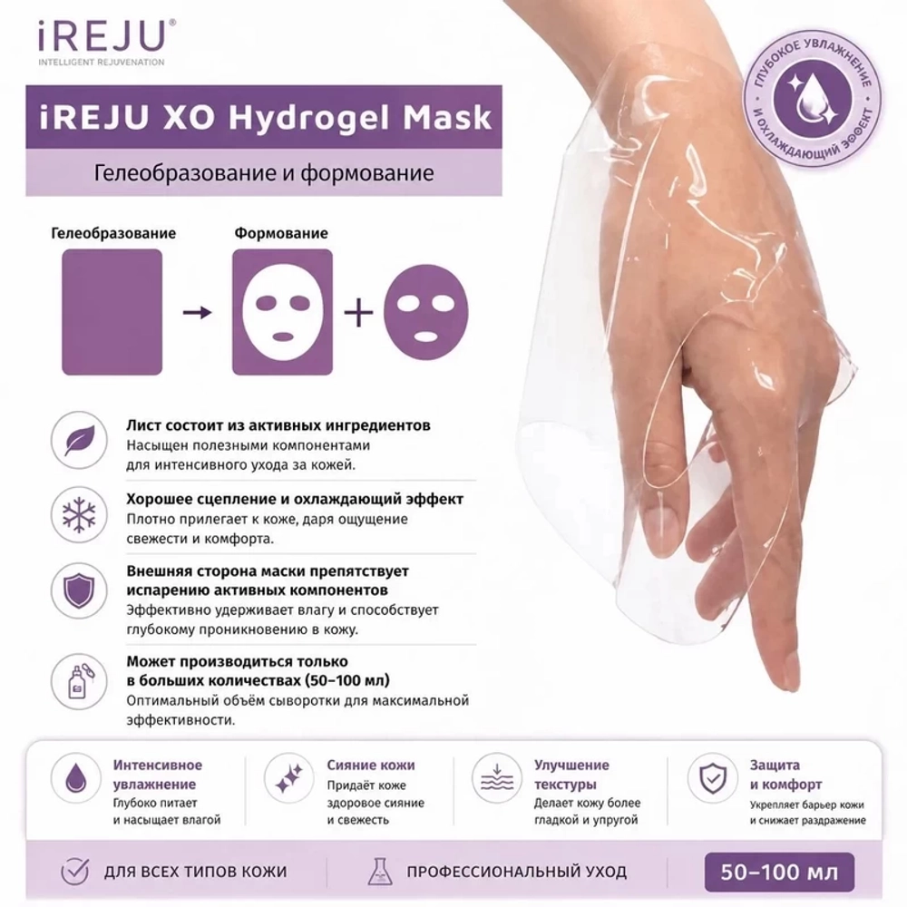 iREJU ХО Hydrogel Mask Dual Vegetable Exosome + Dual PDRN | Ревитализирующая гидрогелевая маска с экзосомами и ПДРН