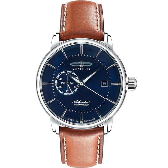 ZEPPELIN Automatic Mechanical Movement Men"s Watches Watch 40 Blue Dial Stainless Steel Case Cow Leather Strap