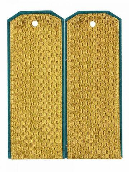 Погоны парадные золотые чистые с голубым кантом (трапециевидные)