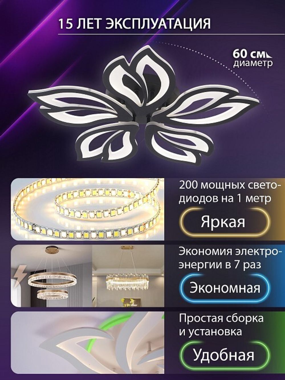 Потолочная люстра Natali Kovaltseva FORTUNA LED LAMPS 81107/5C