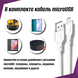 Сетевое зарядное устройство  1USB Borofone BA68A, Glacier, с кабелем микро USB, 5V/2.1A белое