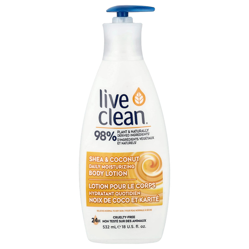 Live Clean, увлажняющий лосьон для тела для ежедневного применения, ши и кокос, 532 мл (18 жидк. унций)