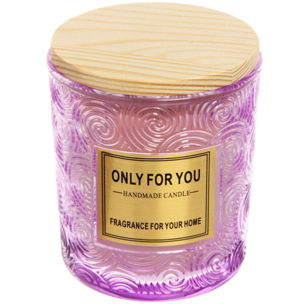 Свеча «Only For You-Arista» 7,2*8см в подсвечнике с крышкой, цвет лавандовый, в подарочной коробке