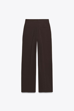 ZARA ПРЯМЫЕ БРЮКИ С ЛАМПАСАМИ, КОРИЧНЕВЫЙ