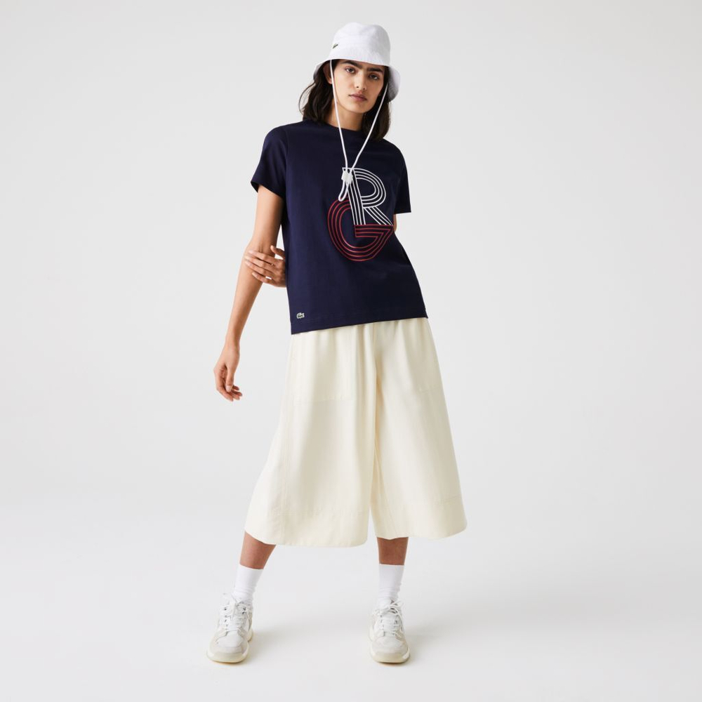 Женская теннисная футболка Lacoste SPORT Graphic Roland Garros - Blue