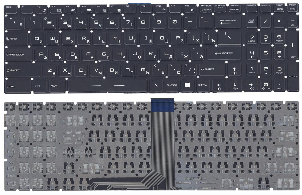 Клавиатура для ноутбука MSI GT72 GS60 GS70 GP62 GL72 GE72 черная с белой подсветкой