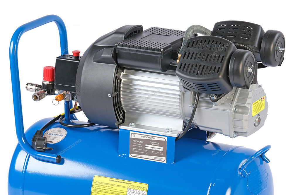 NORDBERG (NCE50/360V) Компрессор поршневой V-образный 220 В, ресивер 50 л, 360 л/мин