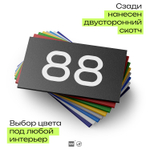 Табличка с номером 88 на дверь квартиры, для офиса, кабинета, аудитории, склада, черная 120х70 мм, Айдентика Технолоджи