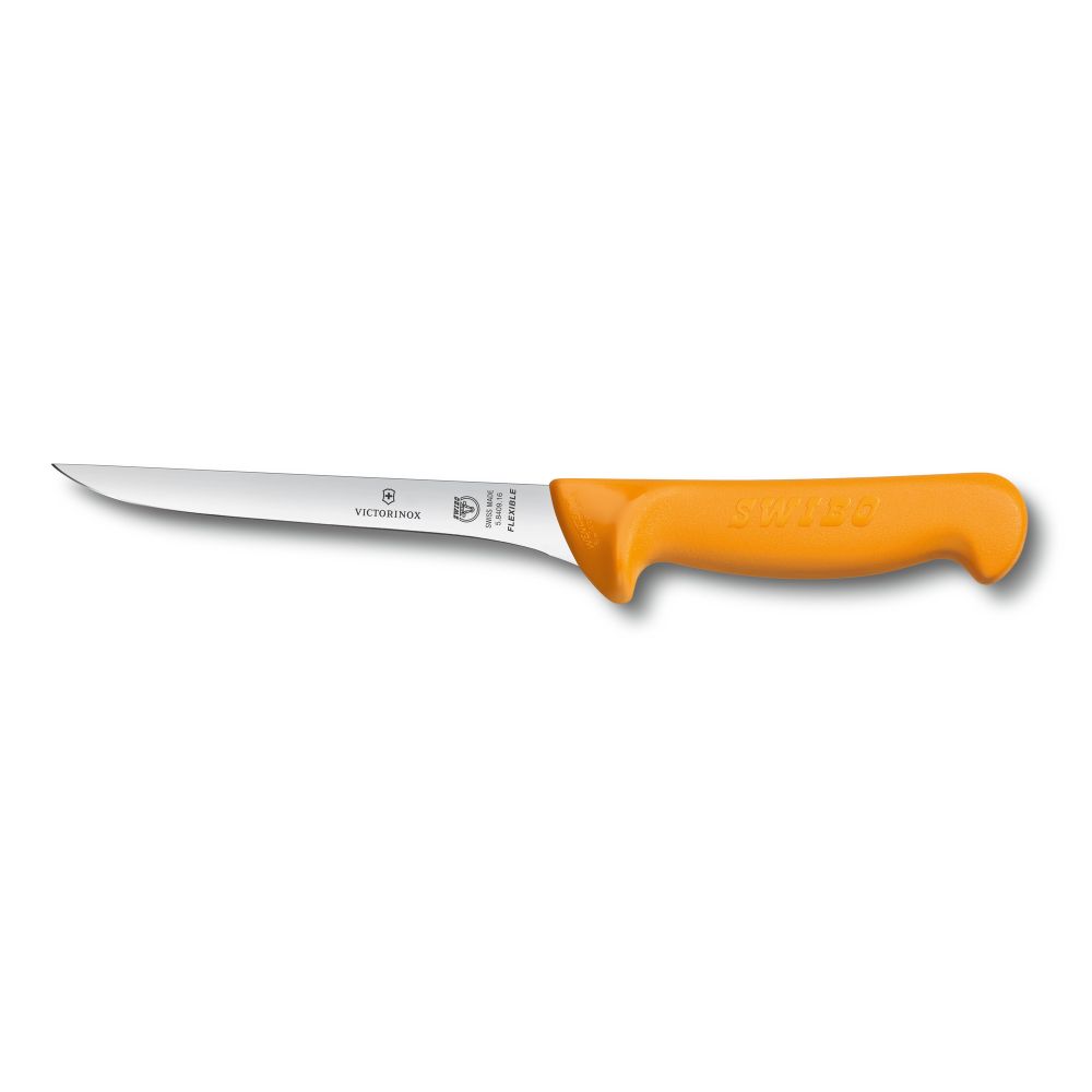 Фото нож обвалочный VICTORINOX Swibo с изогнутым узким гибким лезвием из нержавеющей стали 13 см и рукоятью из пластика жёлтого цвета с гарантией