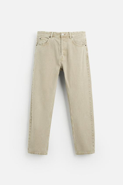 ZARA ДЖИНСЫ REGULAR FIT, БЕЖЕВЫЙ