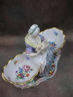 Статуэтка. Фарфор. Дама с гусем конфетница. Meissen. Германия