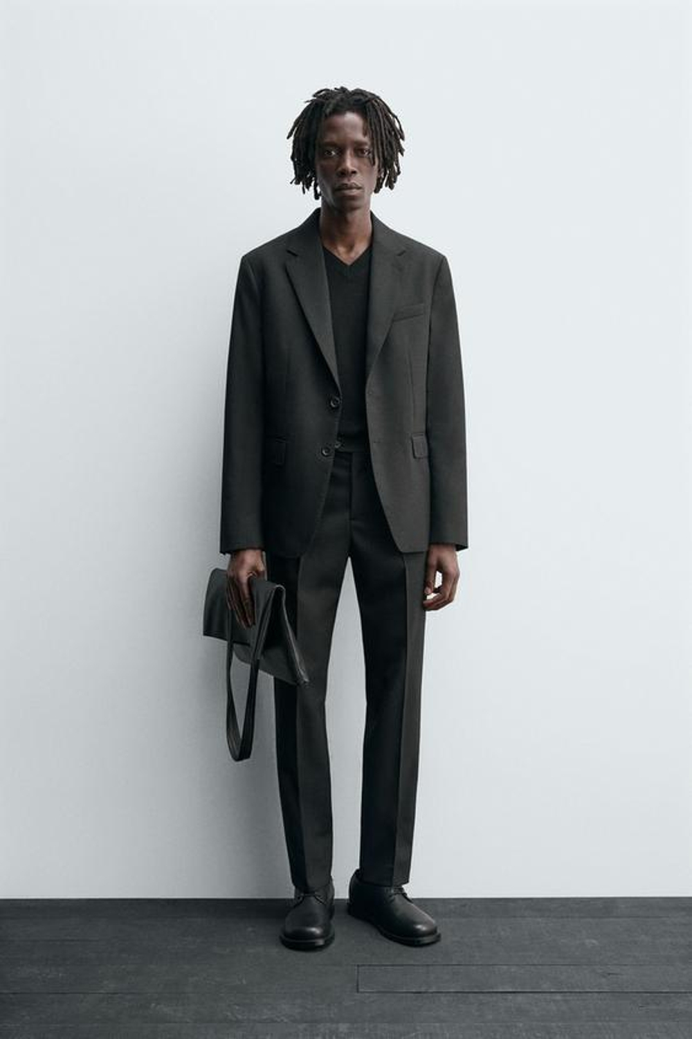 ZARA КОСТЮМНЫЕ БРЮКИ ИЗ 100% ШЕРСТИ, ЧЕРНЫЙ