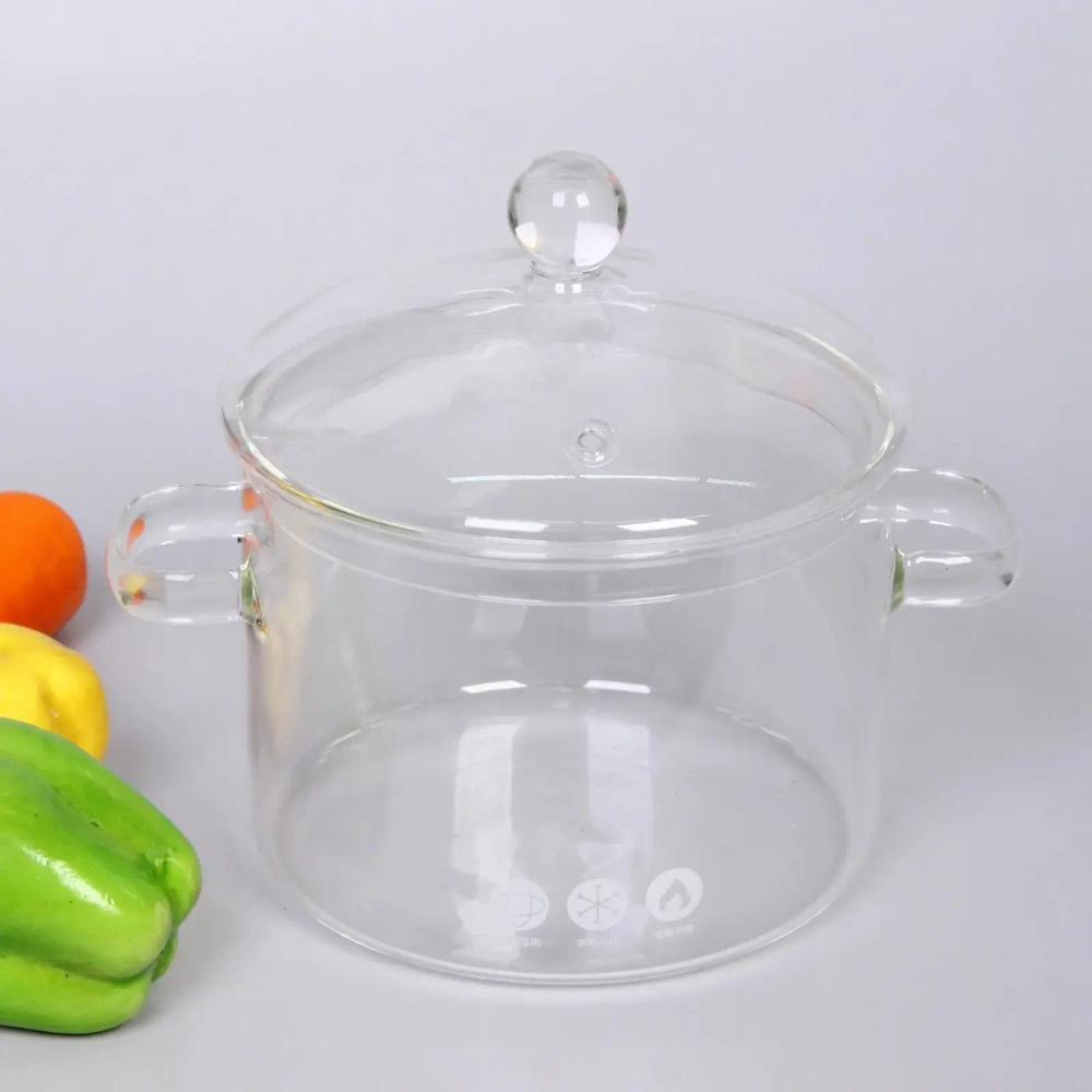 Кастрюля из боросиликатного стекла 1,9л «Хай-Тек» со стеклянными ручками