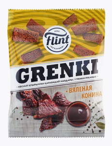 СУХАРИКИ FLINT ГРЕНКИ ВЯЛЕНАЯ КОНИНА 60ГР