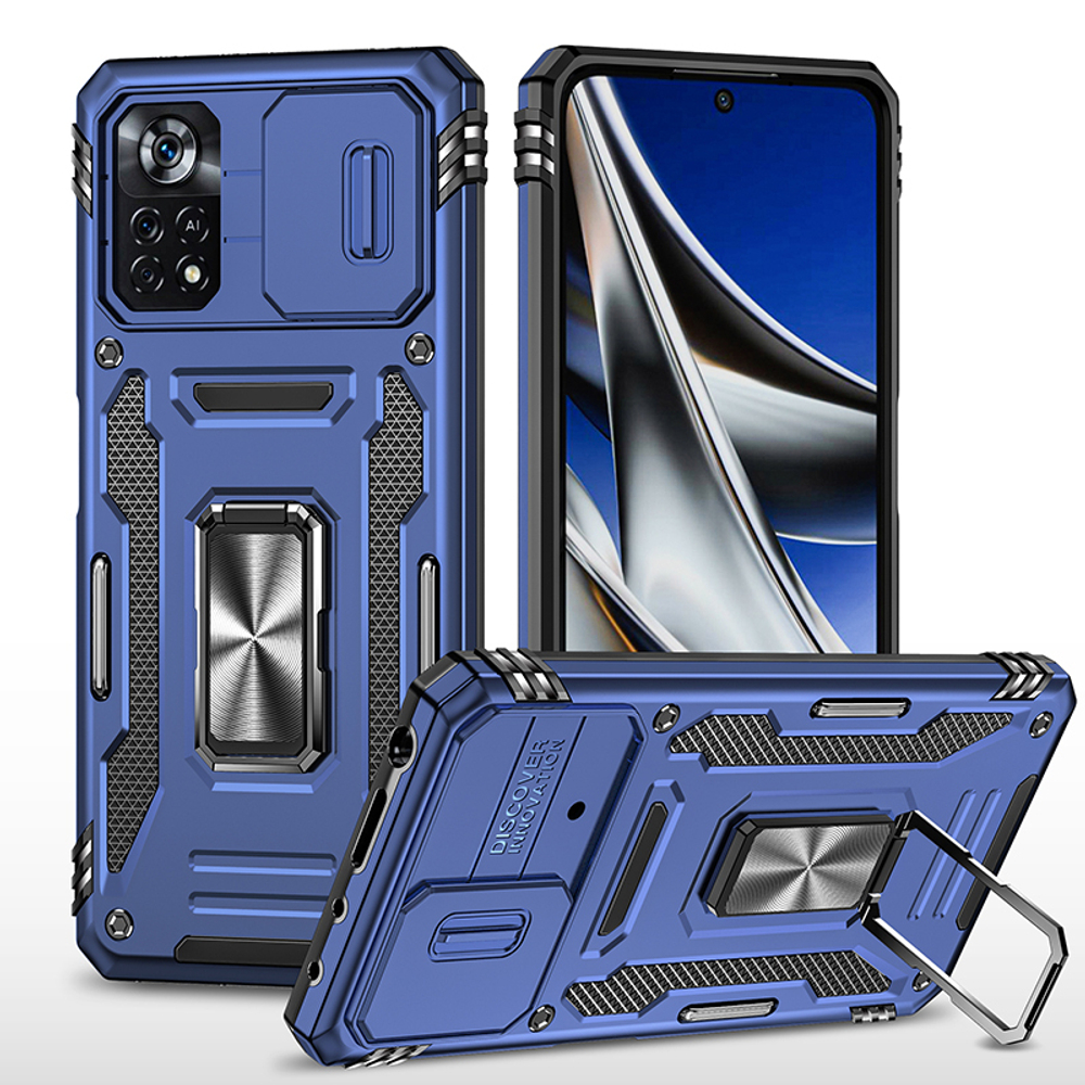 Чехол Safe Case с кольцом и защитой камеры для Xiaomi Poco X4 Pro 5G