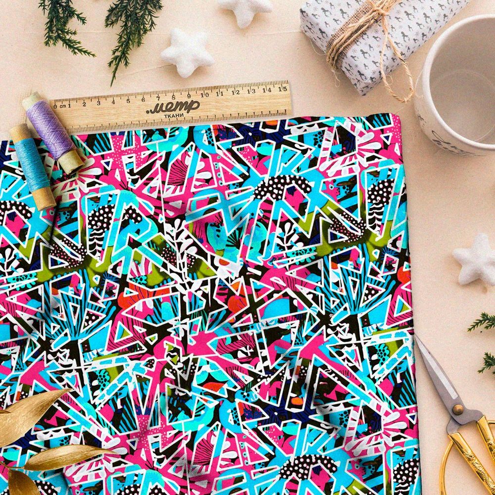 Ткань премиум бифлекс пиксельная мечта