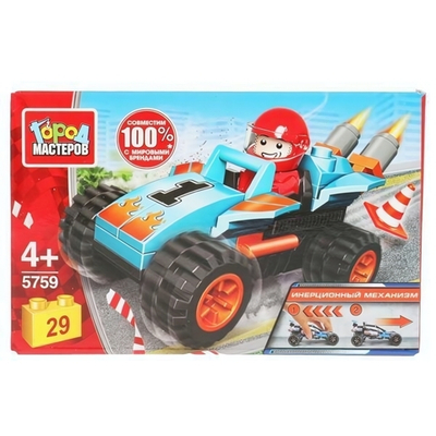 Конструктор пластмассовый 29эл. инерц. "Гоночный болид" 5759-KK (Город мастеров)