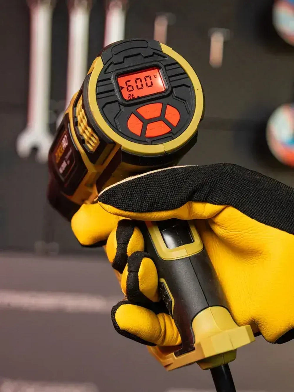 Фен строительный с дисплеем ZORGEPRO ФС-2300-E ( С НАБОРОМ КЕЙС, 2300 Вт, 300-500 л/мин, 60 / 600 градусов, Керамический Нагревательный Элемент )