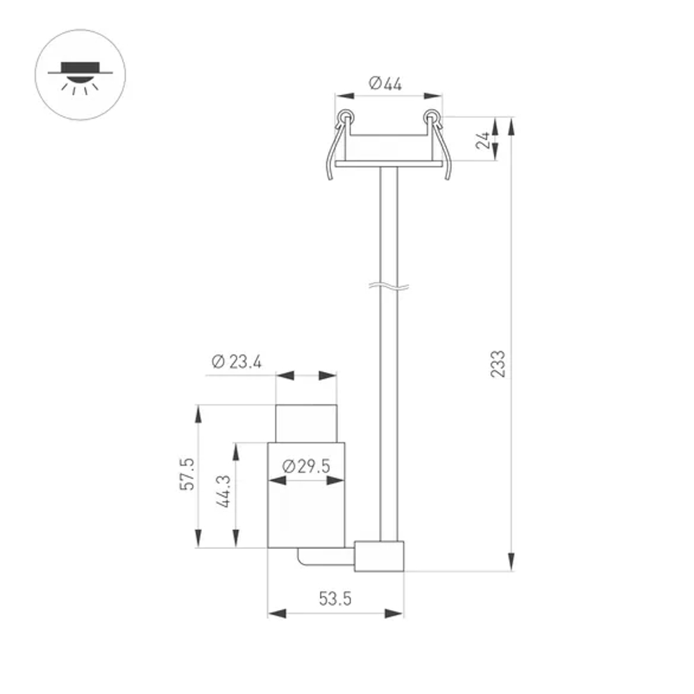 Светильник ART-NEMO-BUILT-ZOOM-L205-R29.5-2W Warm3000 (BK, 15-45 deg, 24V) (Arlight, IP20 Металл, 5 лет) 049779