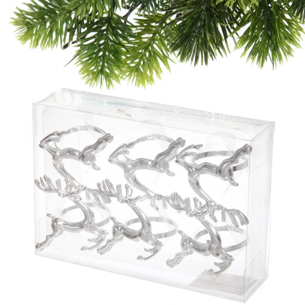 Набор колец для салфеток 6шт «Рождественский Олень» 4,5*6см, серебро