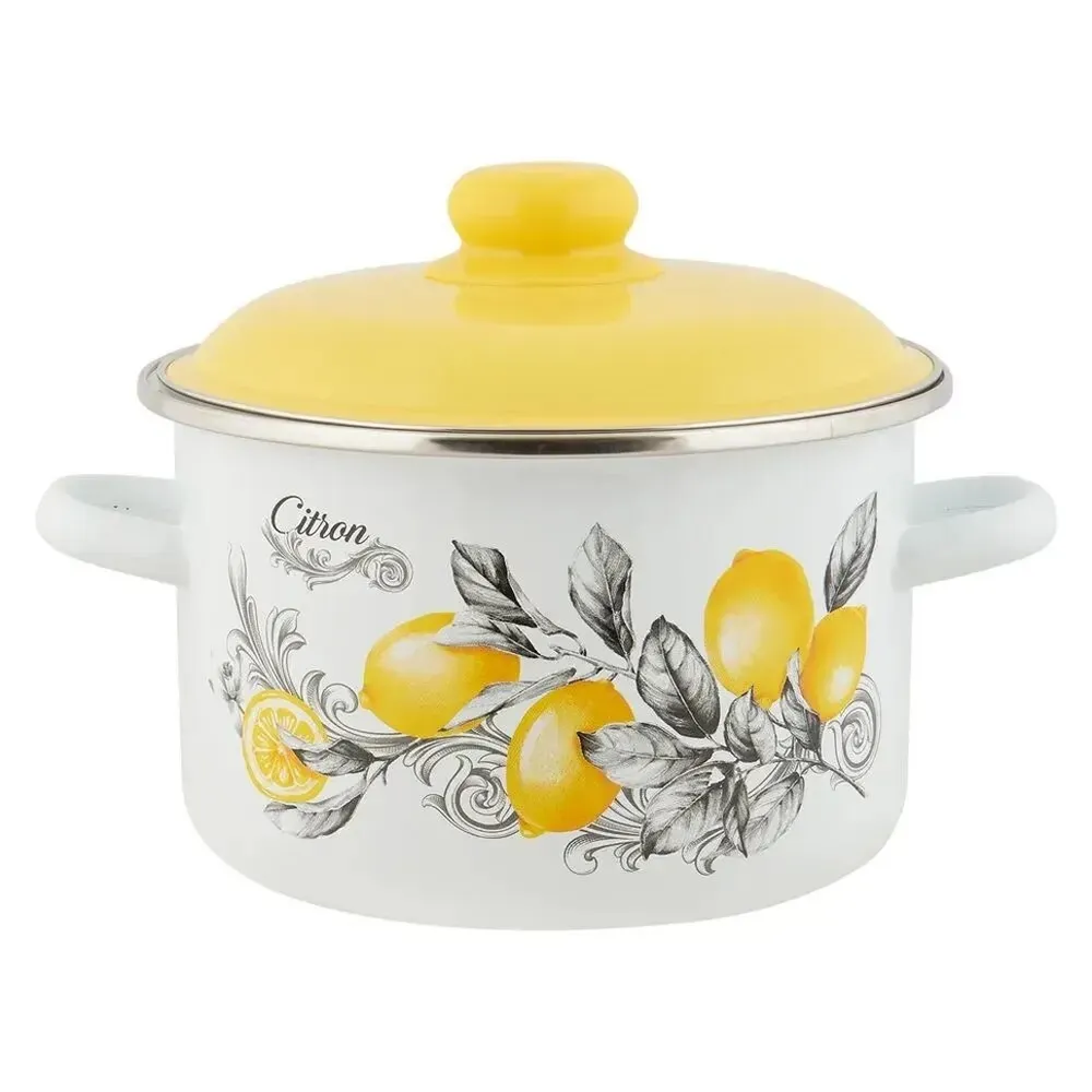Кастрюля эмал цил CITRON 5,5л ТМ Appetite Кастрюля эмал цил CITRON 5,5л ТМ Appetite