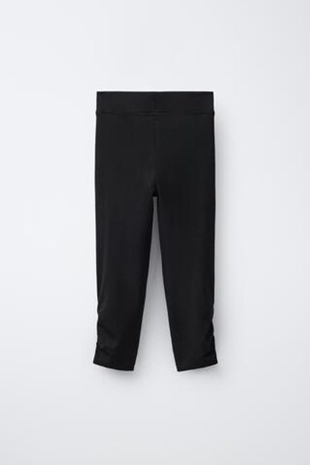 ZARA ЛЕГИНСЫ КАПРИ СО СБОРКОЙ, ЧЕРНЫЙ