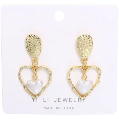 Серьги «ЭЛЛОДИ», сердечки, цвет золото и серебро, 3,5*3,5см