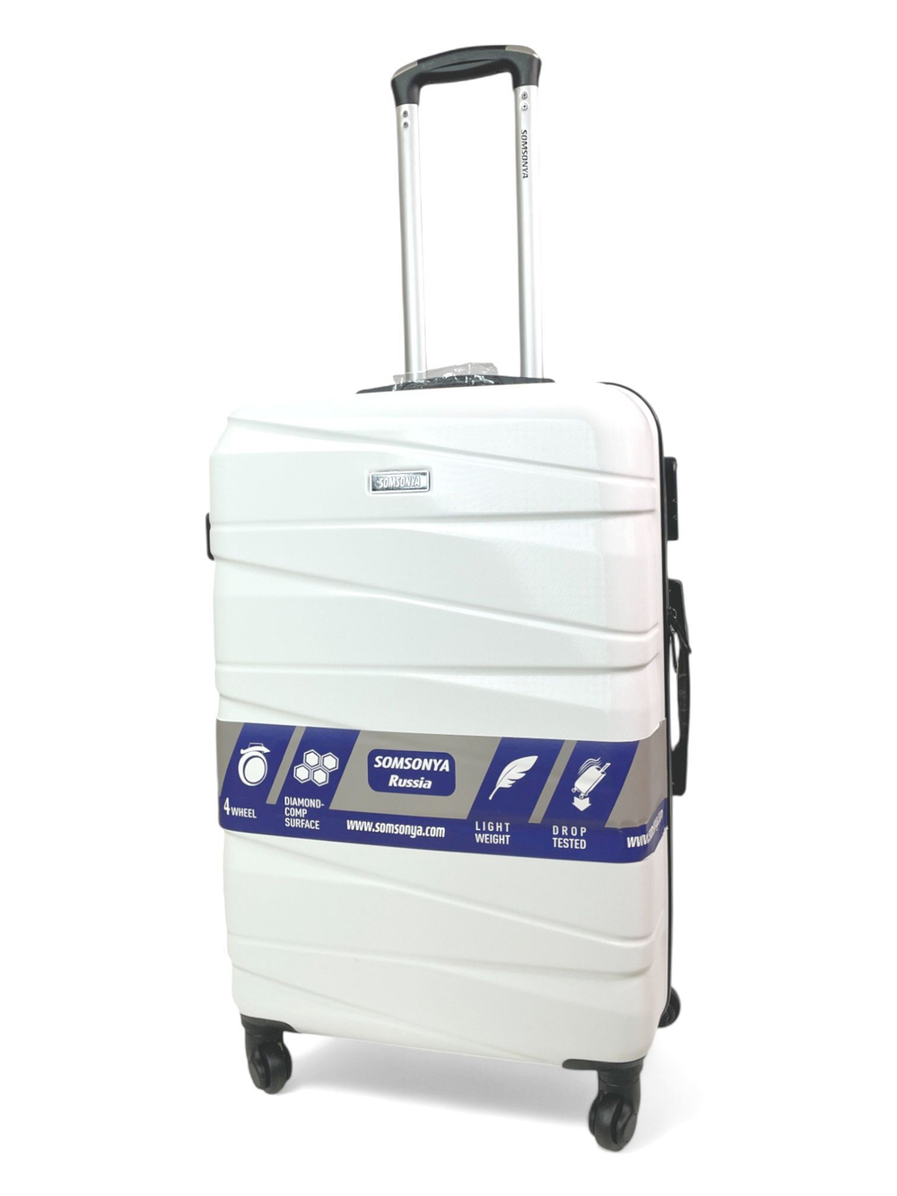 Средний чемодан Bon-Voyage Model Ten, Белый, M+