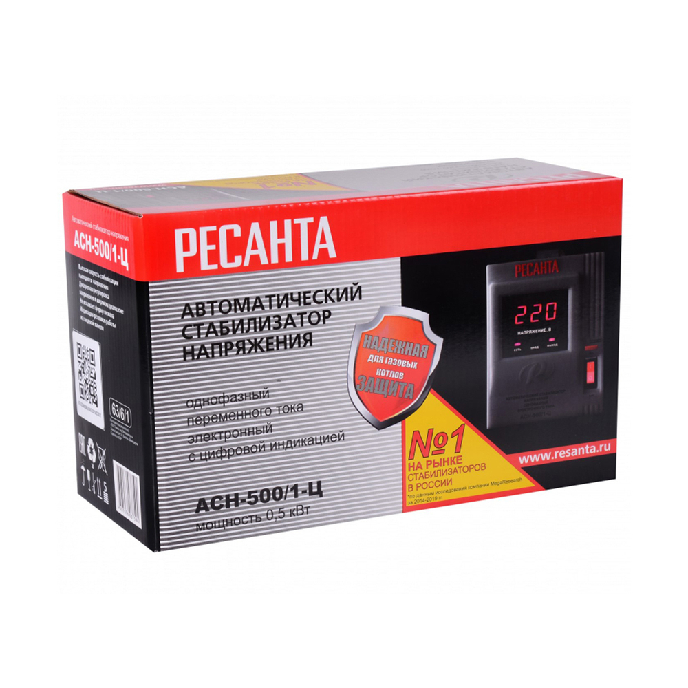 Стабилизатор напряжения Ресанта АСН-500/1-Ц, 500 Вт
