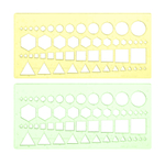 Линейка-трафарет детская, 2 шт, 20 см с окружностями, квадратами, шестигранниками и треугольниками для школы. Пластиковая, цветная, полупрозрачная