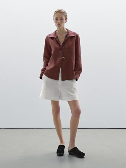 Massimo Dutti Рубашка из 100% льна, черепичный