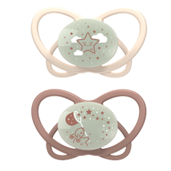 NIP Соска пустышка, силикон "Butterfly Night ", бежевый, размер 1 (0-6)