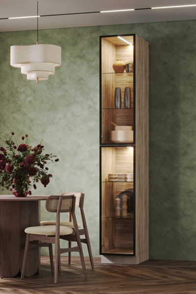 Кухонный пенал-витрина 40 см, стекло