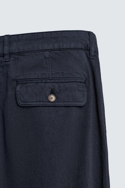 ZARA БРЮКИ STRAIGHT FIT С ЭФФЕКТОМ ПОТЕРТОСТИ, СИНИЙ