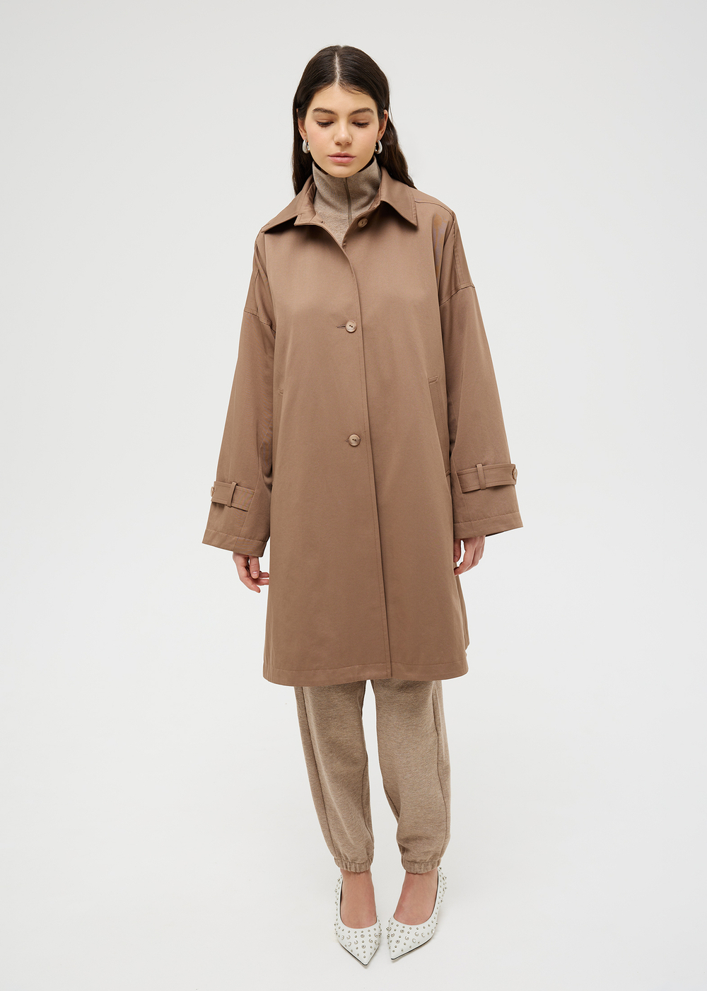 Тренч однобортный укороченный