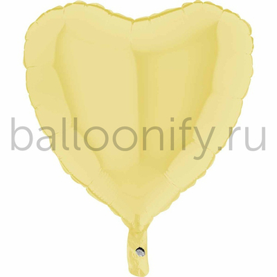 Фольгированная фигура, сердце, 18"/46СМ Пастель Matte Yellow