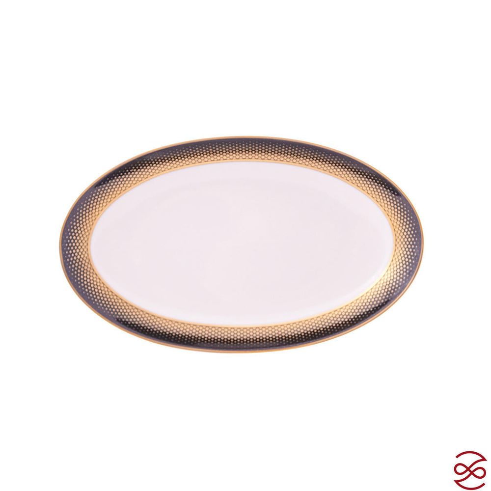 Блюдо овальное Falkenporzellan Deluxe Shape - Rio Black Gold 24 см