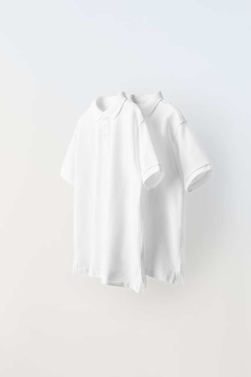 ZARA НАБОР ИЗ 2 БАЗОВЫХ ПОЛО ИЗ ТКАНИ ПИКЕ, БЕЛЫЙ