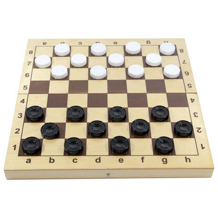Игра настольная "Шашки", пластиковые фишки, деревянная доска 30х30